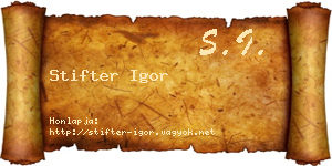 Stifter Igor névjegykártya